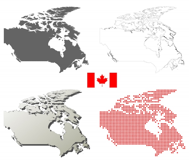 Conjunto de mapa de contorno de vetor de canadá