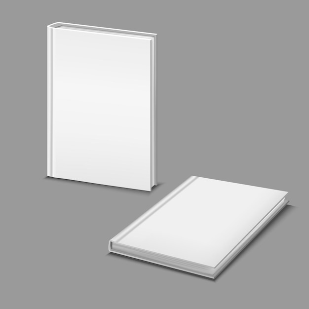 Conjunto de maquetes de modelos de livros de capa dura em branco 3d realistas detalhados