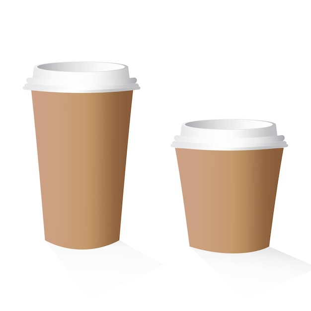 Conjunto de maquetes vetoriais isoladas de xícaras de café marrons