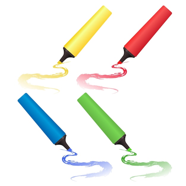 conjunto de marcadores de desenho multicoloridos com traços vetor premium