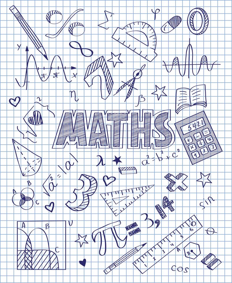 Vetor conjunto de matemática desenhado a mão