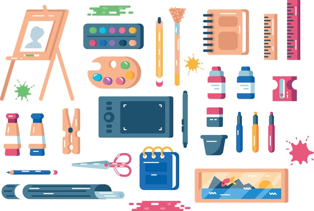Conjunto de materiais de arte