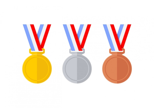 Vetor conjunto de medalhas de estilo plano abstrato