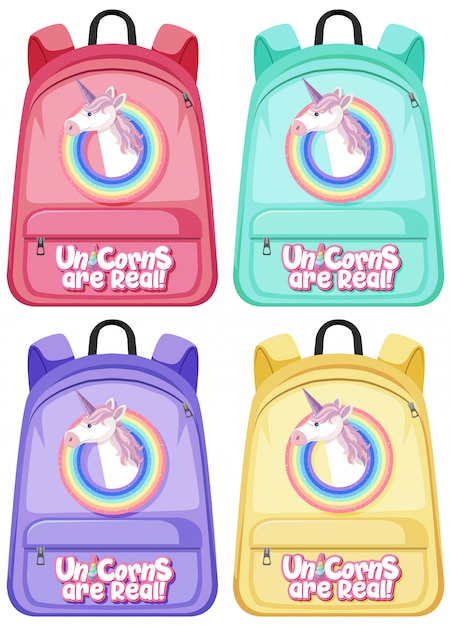 Conjunto de mochila de unicórnio