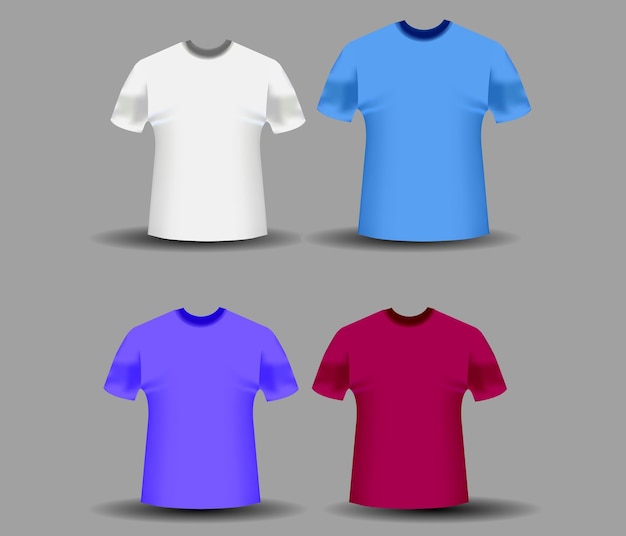 Conjunto de mock up de camisa. Modelo de camiseta. camisa longa e sem mangas azul, roxo, laranja e branco