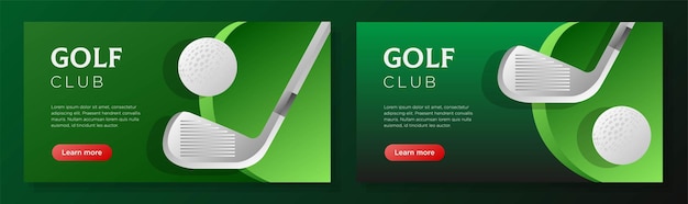 Conjunto de modelo de banner on-line de clube de golfe anúncio horizontal de anúncio corporativo de esportes de campo de golfe