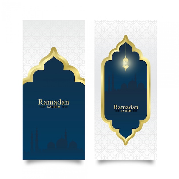 Conjunto de modelo de banner ramadhan