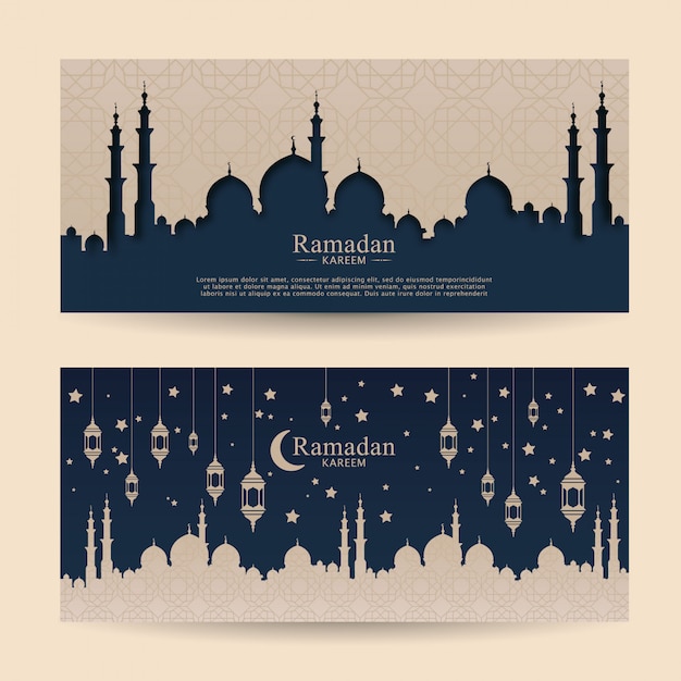 Conjunto de modelo de banner ramadhan