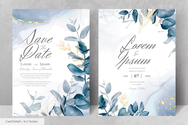 Conjunto de modelo de cartão de convite de casamento em aquarela de hortaliças