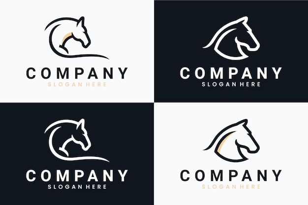 Conjunto de modelo de cavalo, inspiração de design de logotipo