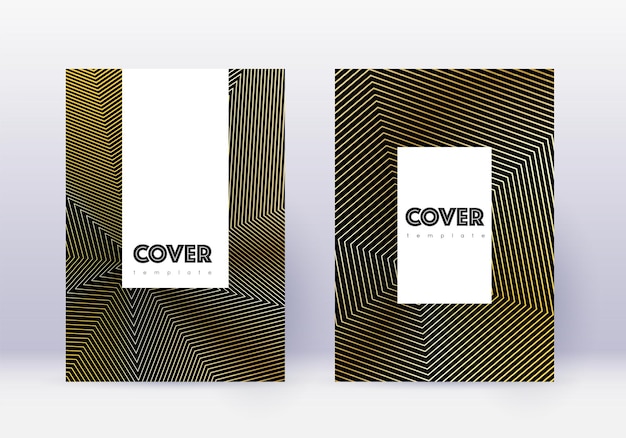 Conjunto de modelo de design de capa hipster l abstrato de ouro