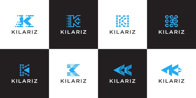 conjunto de modelo de design de logotipo abstrato letra k inicial