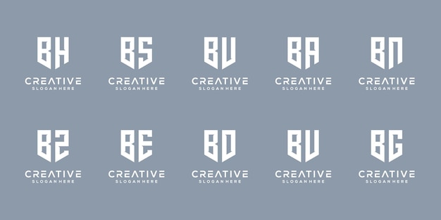 Conjunto de modelo de design de logotipo criativo de monograma letra b