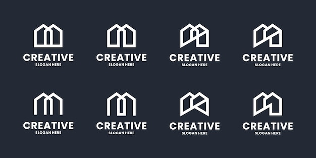 Conjunto de modelo de design de logotipo criativo inicial letra m
