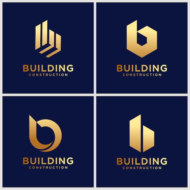 Conjunto de modelo de design de logotipo criativo letra b. ícones para negócios de luxo, elegante e simples.