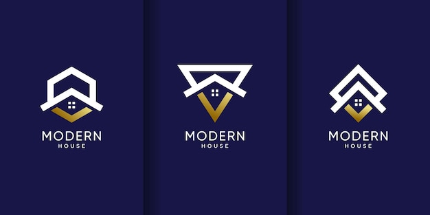 Conjunto de modelo de design de logotipo de casa moderna