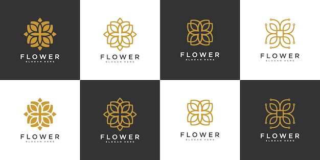 Conjunto de modelo de design de logotipo de flor