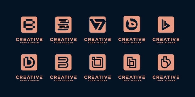 Vetor conjunto de modelo de design de logotipo de letra b inicial do criativo