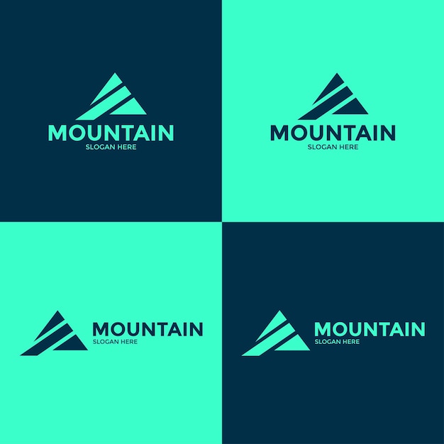 Vetor conjunto de modelo de design de logotipo de montanha mínimo criativo