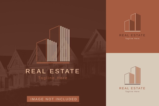 Conjunto de modelo de design de logotipo de propriedade imobiliária com estilo de cor diferente