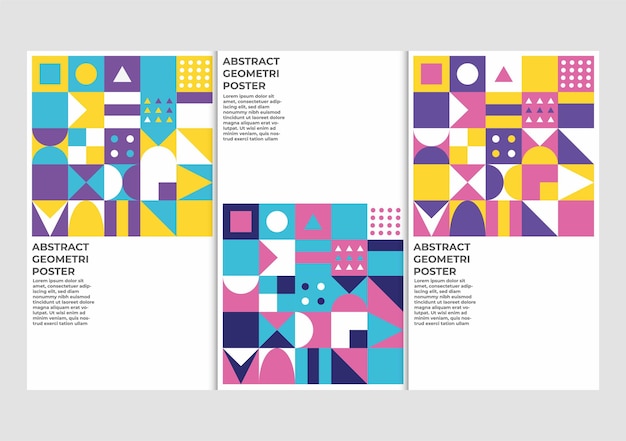 conjunto de modelo de design de pôster geométrico abstrato
