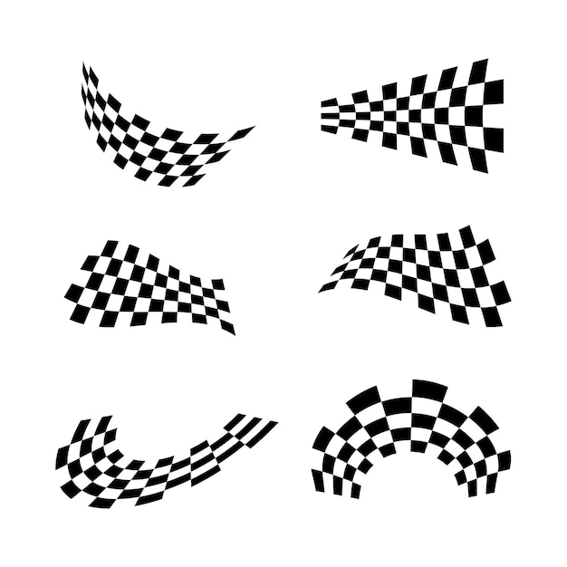 Conjunto de modelo de design vetorial do logotipo da bandeira de silhueta de corrida