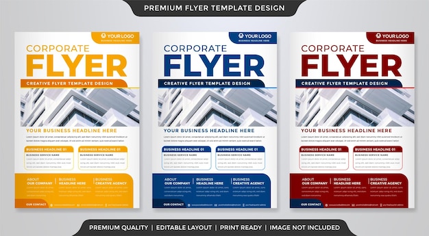Conjunto de modelo de folheto de negócios com layout minimalista e uso de estilo moderno para brochura corporativa