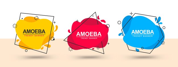 Conjunto de modelo de forma líquida de banners abstratos.