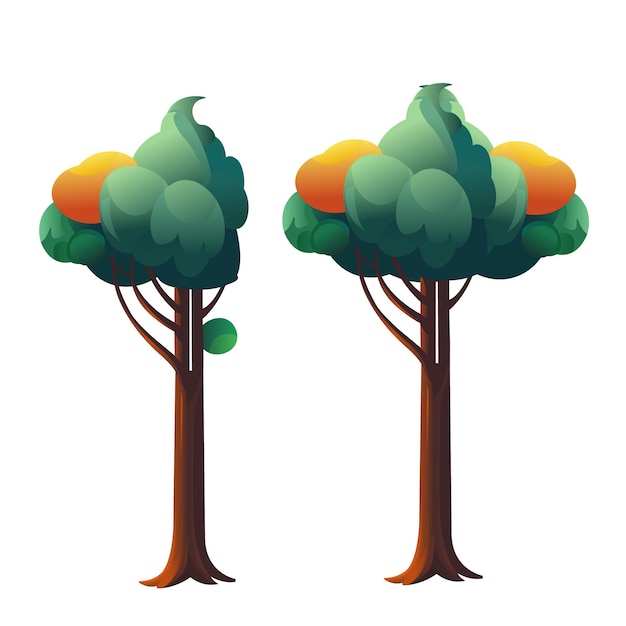 Vetor conjunto de modelo de ilustração plana de árvores