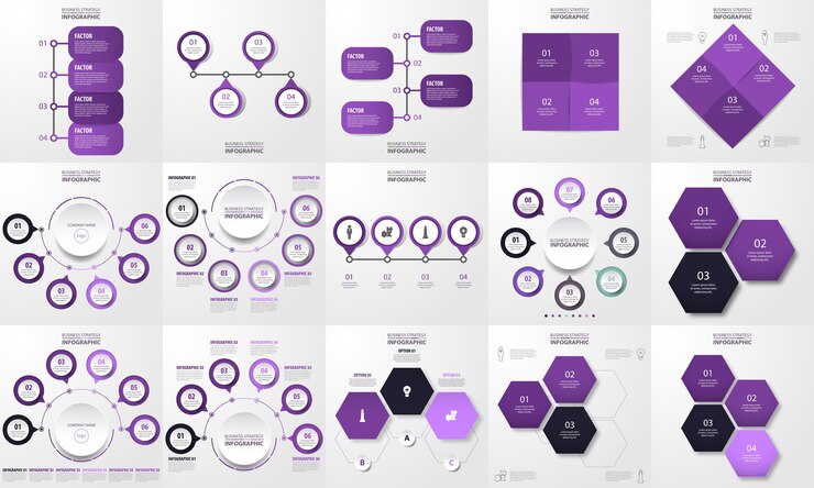 Vetor conjunto de modelo de infografia moderna