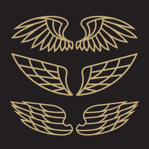 Vetor conjunto de modelo de logotipo bird eagle e wing