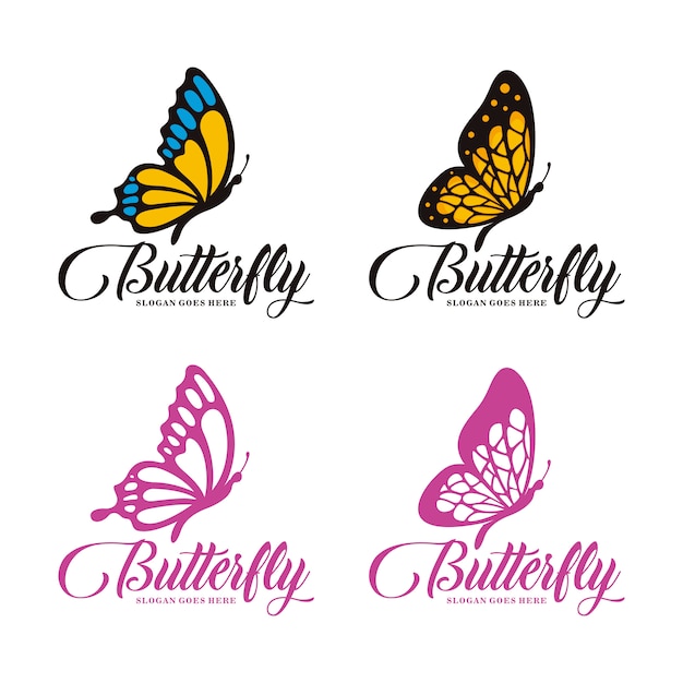 Conjunto de modelo de logotipo de borboleta