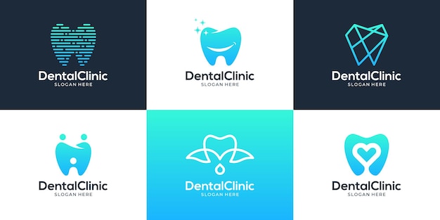 Vetor conjunto de modelo de logotipo dental criativo