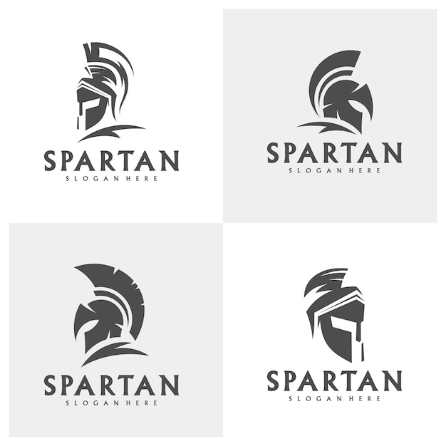 Conjunto de modelo de logotipo espartano vetor criativo logotipo espartano logotipo espartano do capacete