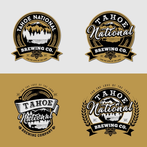 Conjunto de modelo de logotipo montanha Brewing