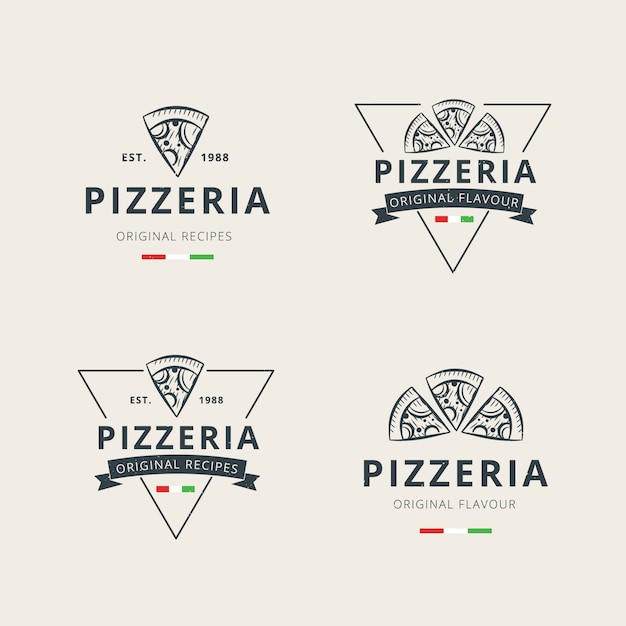 Conjunto de modelo de logotipo profissional de pizza