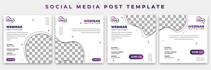 Vetor conjunto de modelo de mídia social com ilustração vetorial de cor branca para modelo de convite de webinar