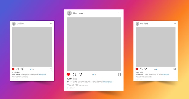 Conjunto de modelo de postagem de instagram de mídia social