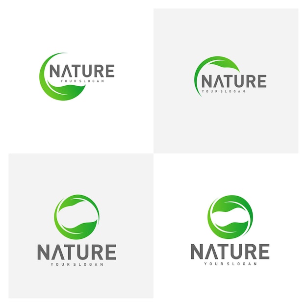 Conjunto de modelo de vetor de design de logotipo de folha ilustração de conceito de design de logotipo de natureza símbolo de ícone