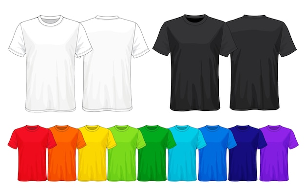 Vetor conjunto de modelos coloridos de t-shirts.