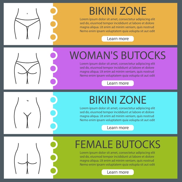 Vetor conjunto de modelos de banner da web de partes do corpo feminino