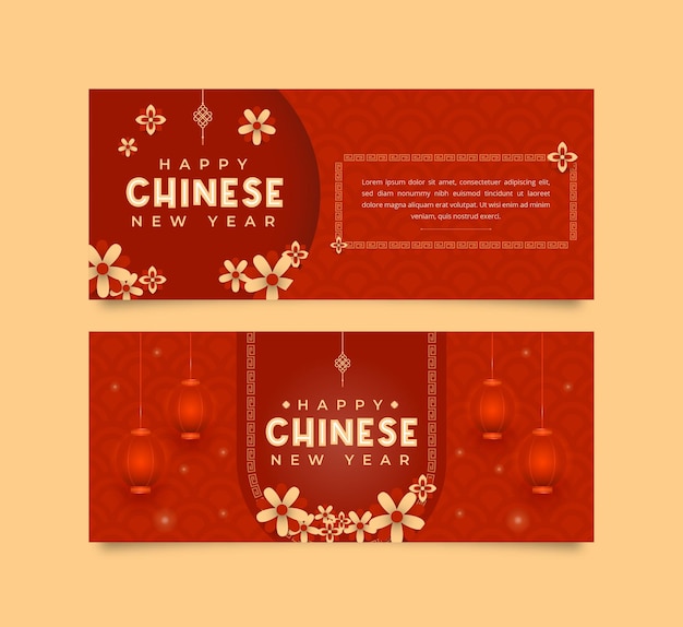 Conjunto de modelos de banner de feliz ano novo chinês