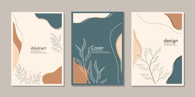 Vetor conjunto de modelos de capas de livros com decorações florais desenhadas à mão para diário de caderno de encadernação