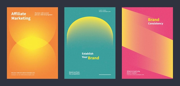 Conjunto de modelos de cartazes de marketing de negócios criativos Colorful Abstract gradient designs poster with Business marketing concept Conjunto moderno de modelos de carteiras de design de gradiente colorido de negócios