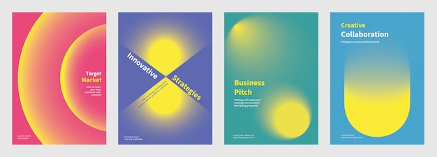 Conjunto de modelos de cartazes de marketing de negócios criativos Colorful Abstract gradient designs poster with Business marketing concept Conjunto moderno de modelos de carteiras de design de gradiente colorido de negócios