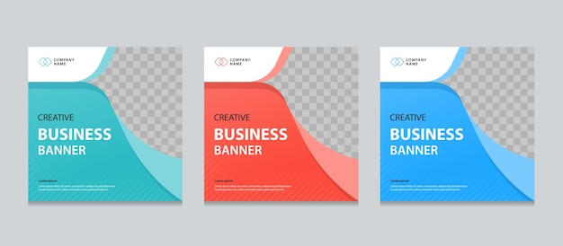 Vetor conjunto de modelos de design de banners web de negócios quadrados editáveis