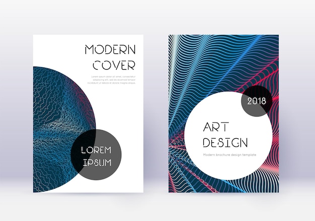 Conjunto de modelos de design de capa da moda. linhas abstratas vermelhas sobre fundo azul branco. design da capa. catálogo, pôster, modelo de livro bonito etc.