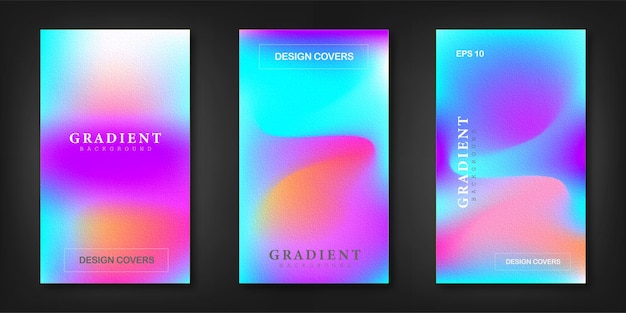 Conjunto de modelos de design de capas com design moderno moderno de fundo gradiente vibrante