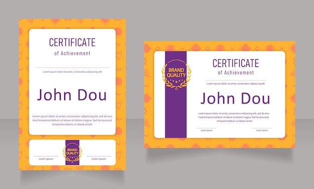 Conjunto de modelos de design de certificado de estudante diploma vetorial com copyspace e bordas personalizadas documento imprimível para prêmios e reconhecimento bahnschrift semilight condensed arial fontes regulares usadas