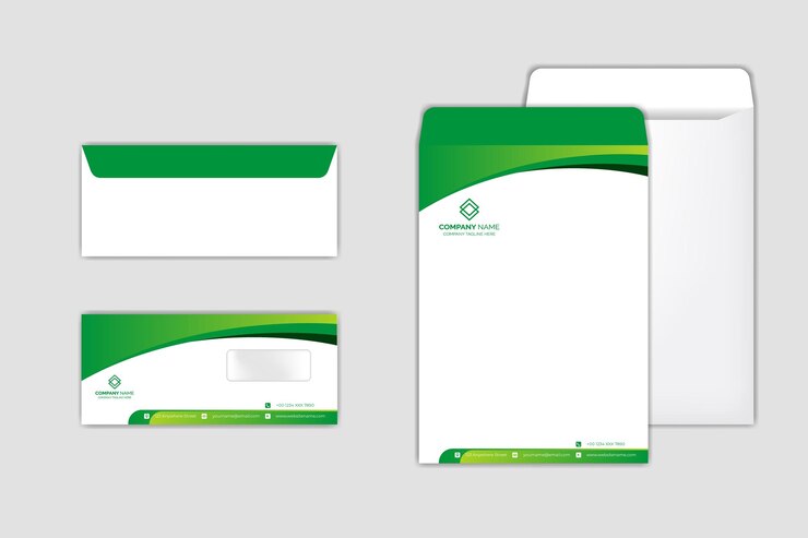 Vetor conjunto de modelos de design de envelopes corporativos